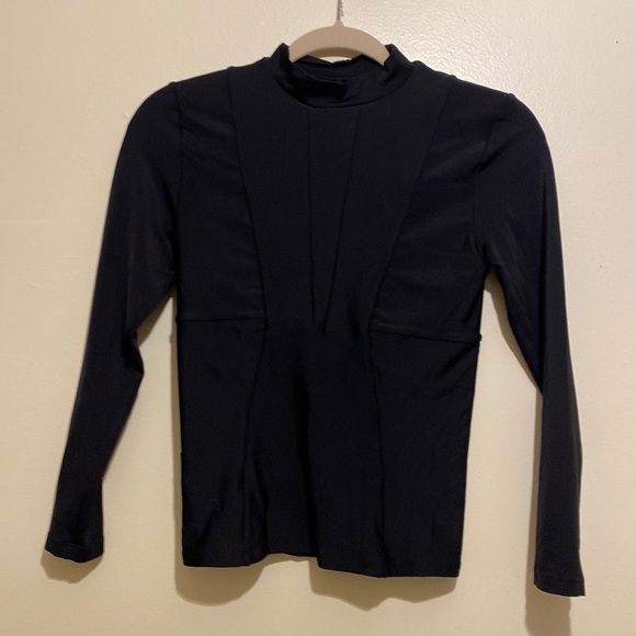 MIKOH BLACK NYLON SPANDEX MOCK NECK TOP . Size S - Picture 2 of 8